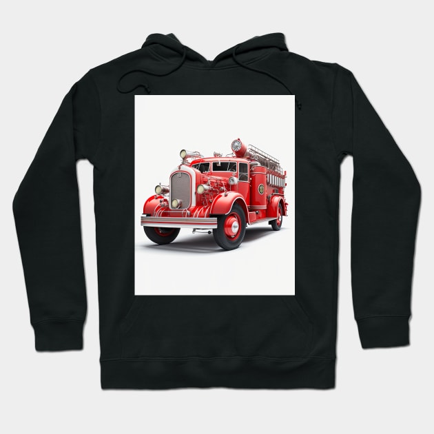 Art Deco Fire Truck Hoodie by TheArtfulAI